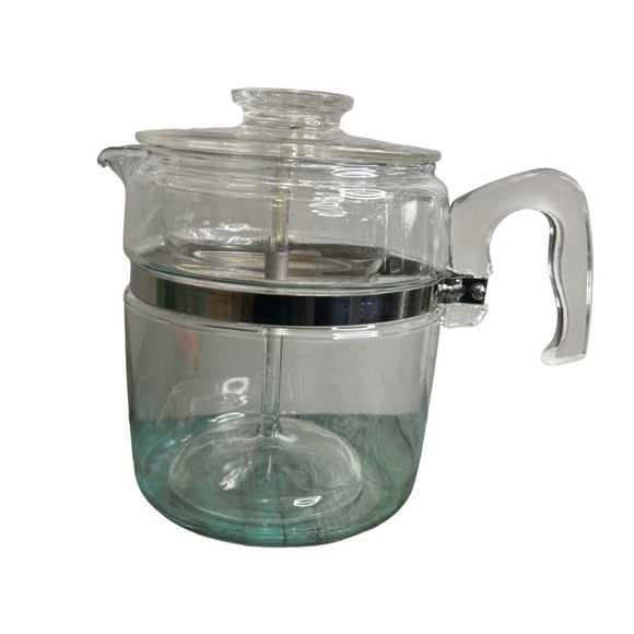 Pyrex Corning Flameware Glass Stovetop Percolator 9 Cup Coffee Pot Vintage - Picture 1 of 11